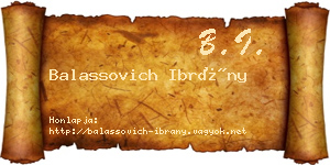 Balassovich Ibrány névjegykártya